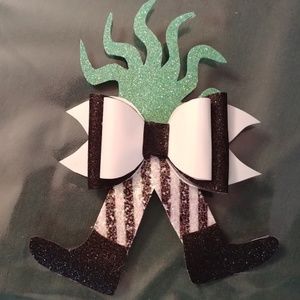 Hand made glow in the dark BeetleJuice Hairbow